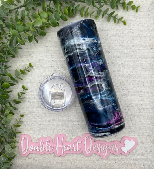 Dark Black & Blue Purple Swirl with Purple Glow 20oz